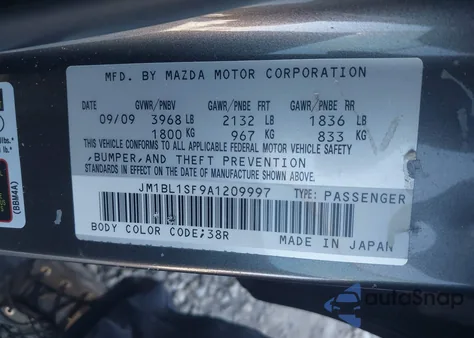 2010 Mazda Mazda3 I Touring z USA, uszkodzony, nr VIN JM1BL1SF9A1209997